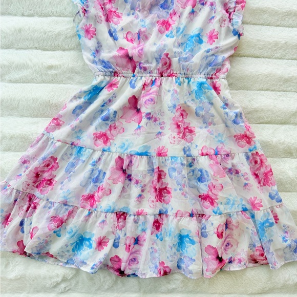 🔥PRICE DROP🔥Steve Madden Pink & Blue Floral Ruffle Tiered Mini Dress - Picture 12 of 14